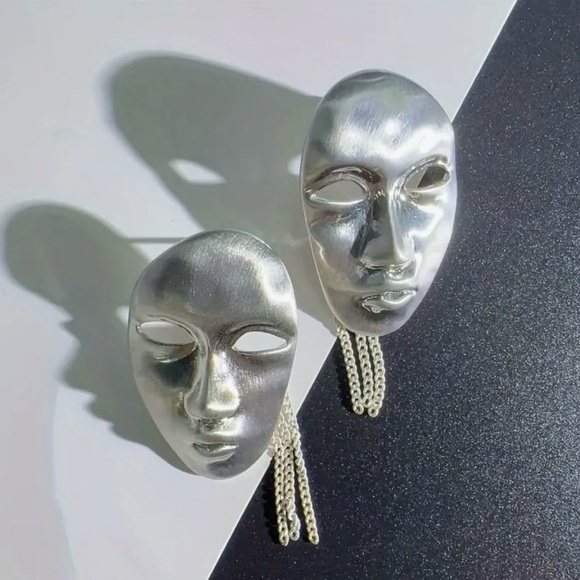 “Phantom of Opera” Silver Theatre Masquerade War Mask Sons of Harpy Tragedy Stud - Picture 10 of 16